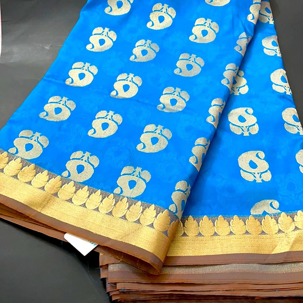 Feroza/Blue Kanijivaram Art Silk Sari